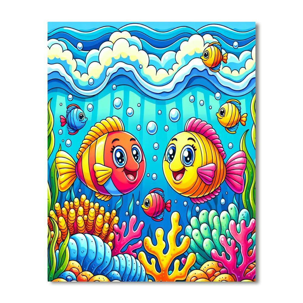 Bubbly Fish Fiesta Paint By Numbers