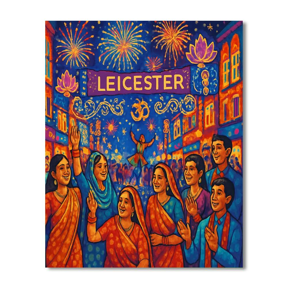 Diwali Light Festival - Leicester, England Painting By Numbers Kit