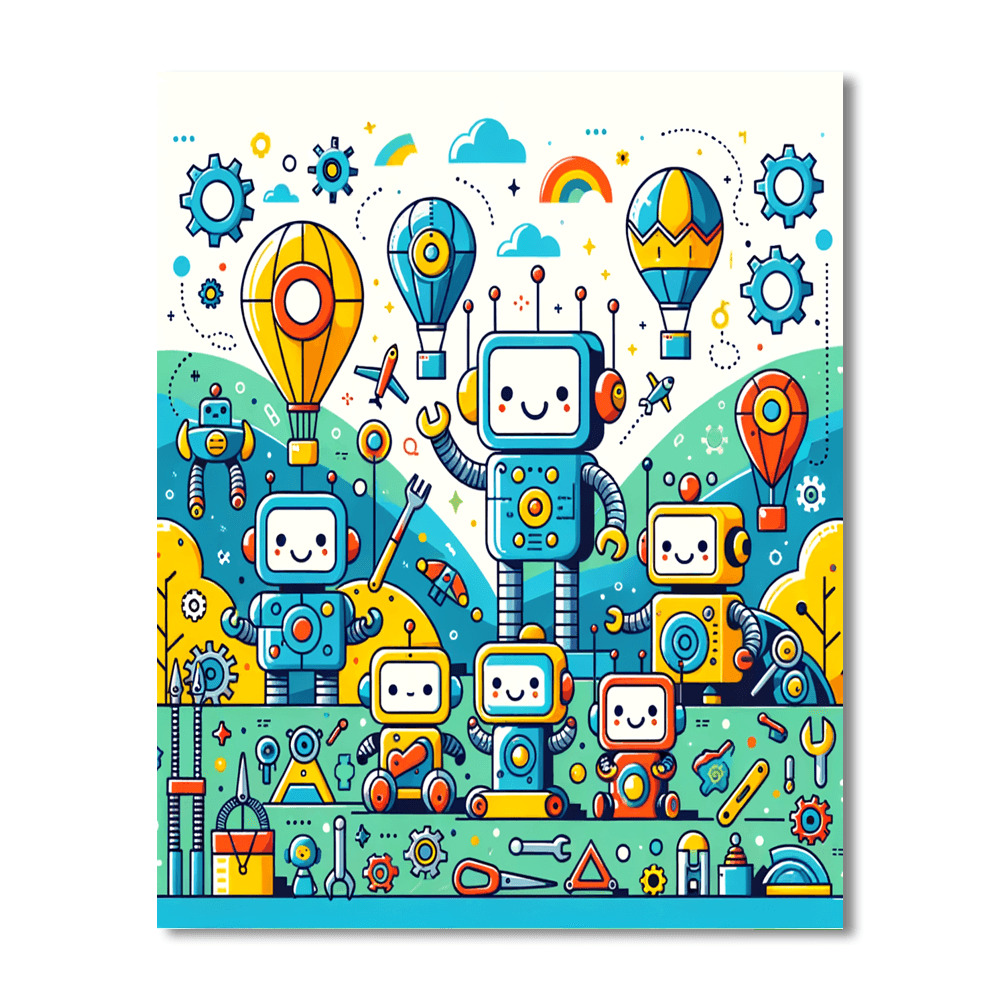 Wonderful World Of Robots Paint By Numbers Kits