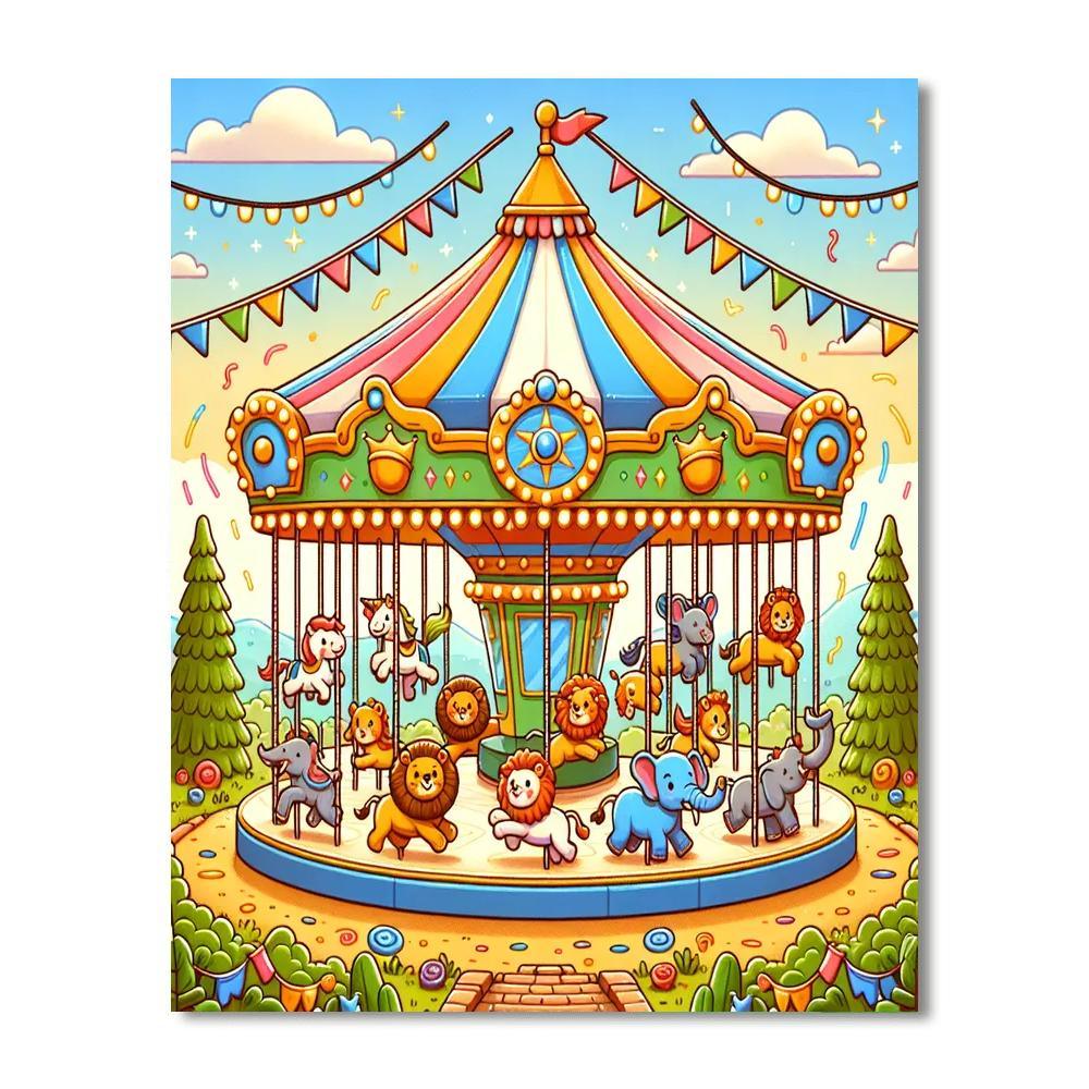 Charming Carousel Adventures Paint By Numbers Art