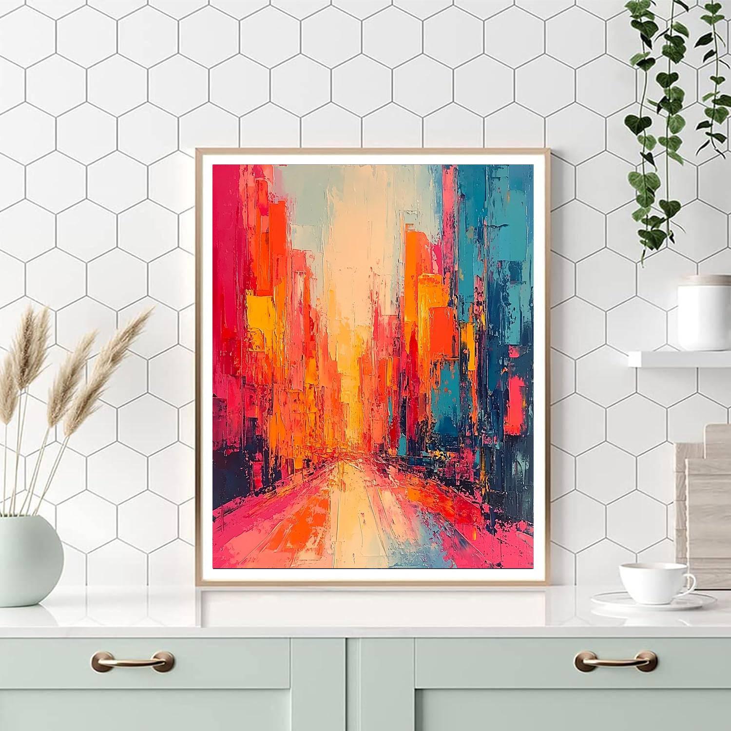 Willem De Kooning Inspired Abstract Urban Sunrise  Paint By Color