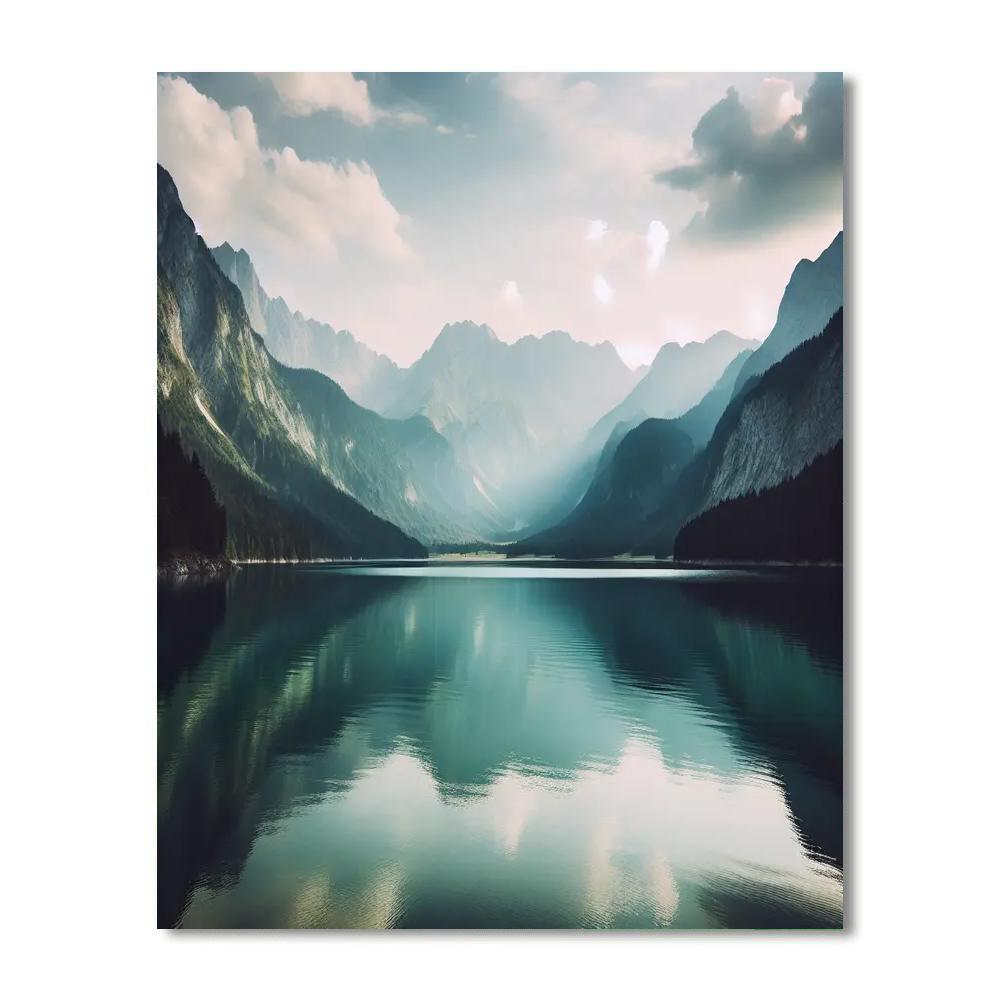 Quiet Mountain Lake Number Painting