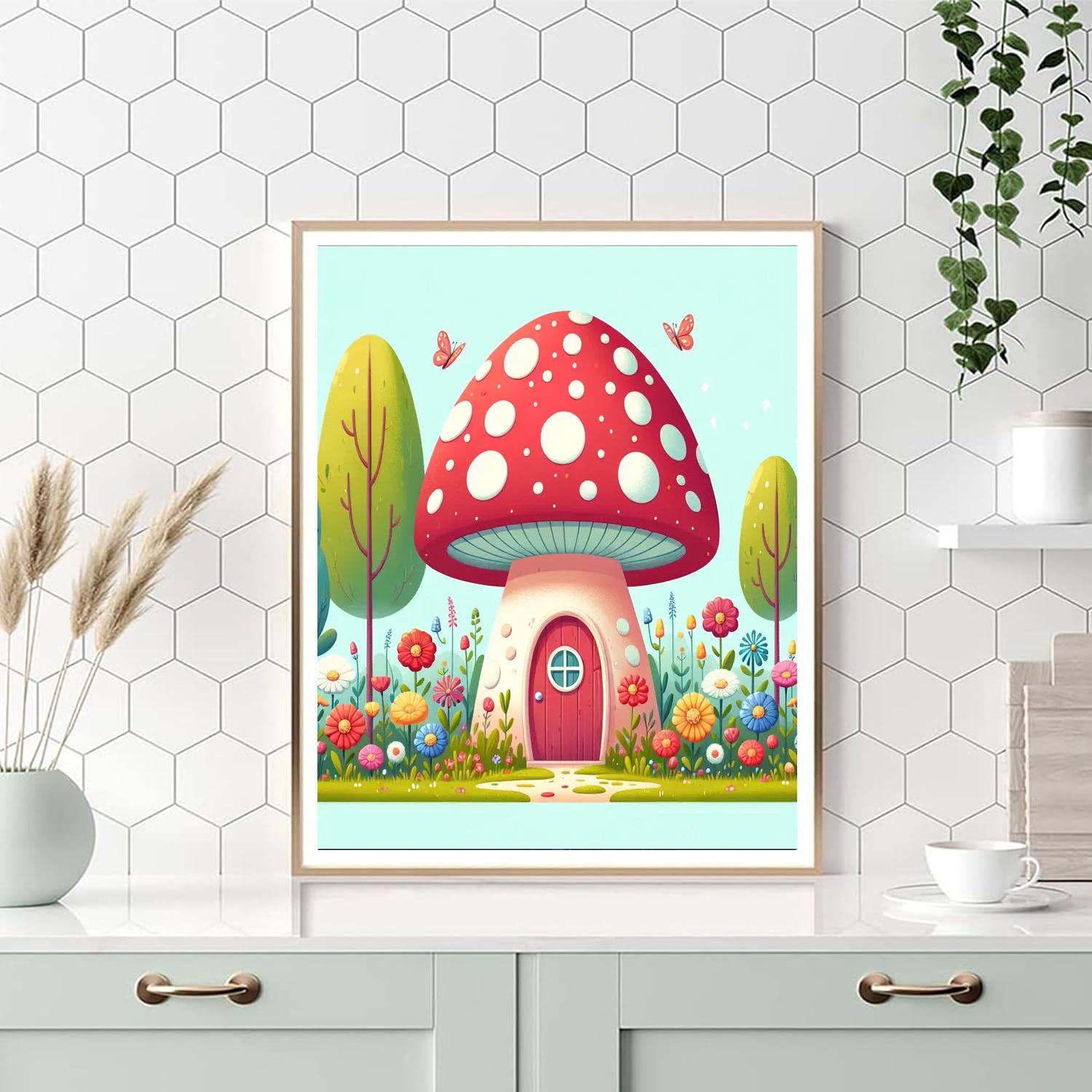Charming Toadstool House Painting By Numbers Kit