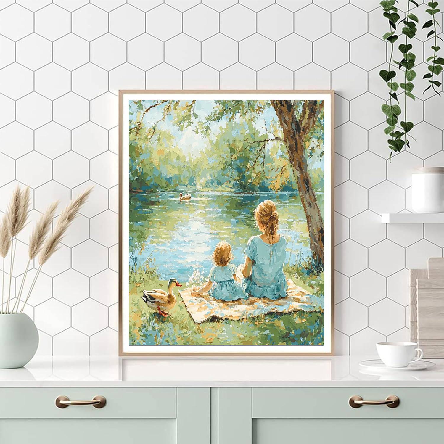 Picnic By The Lake Number Painting