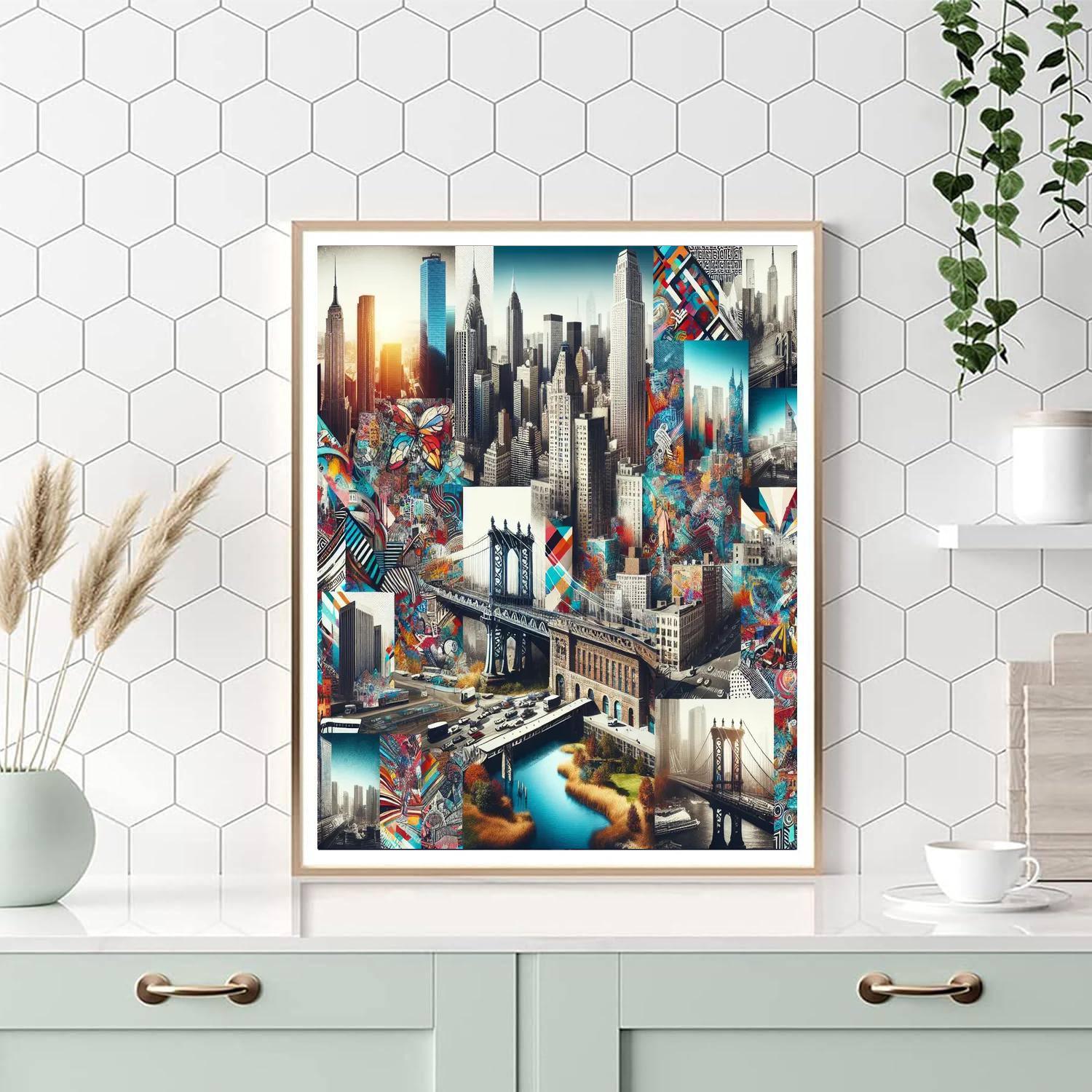 Dynamic Urban Collage Numbered Painting Kits