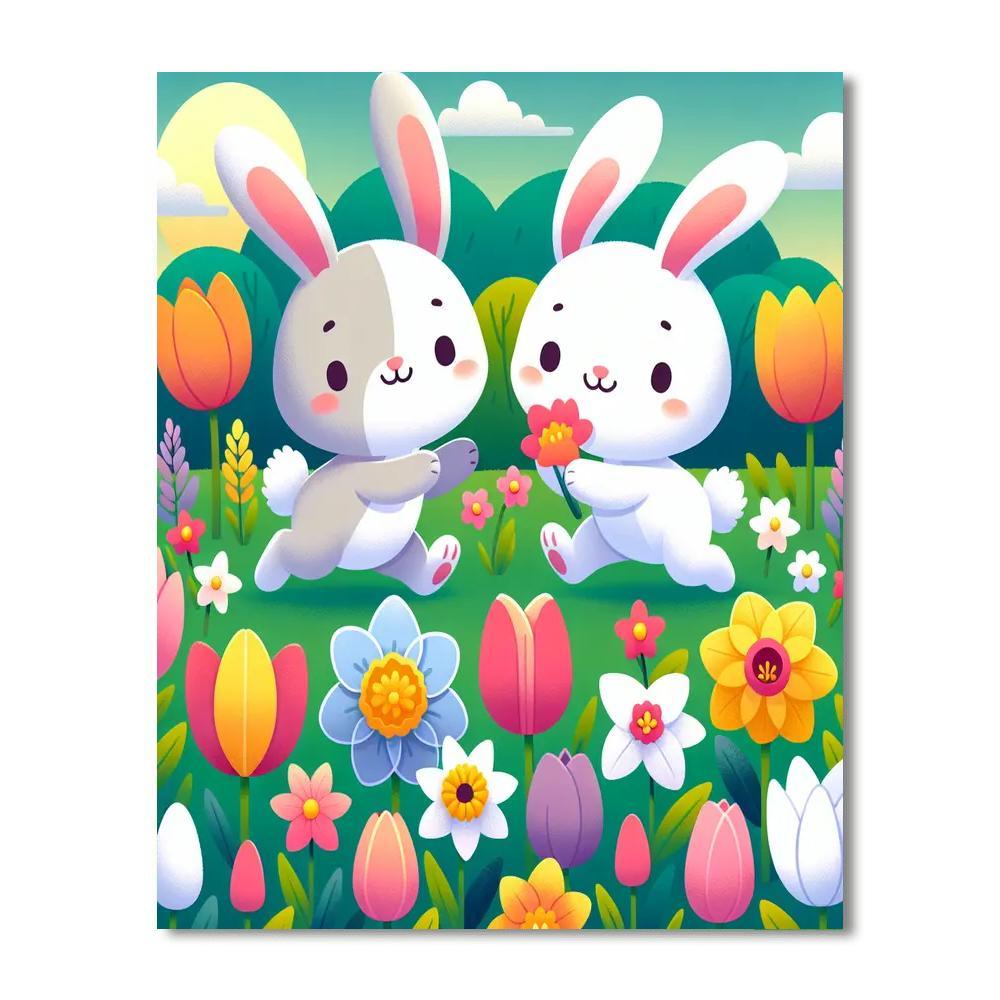 Blossoming Spring Bunny Paint By Color