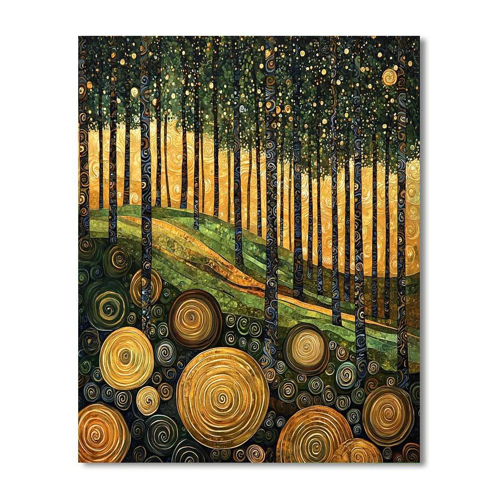Gustav Klimt Inspired Fractal Forest Dreams  Paint By Numbers
