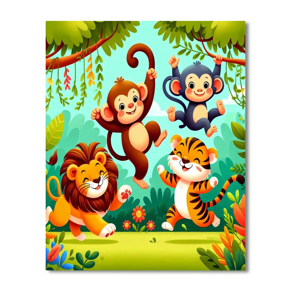 Bouncy Jungle Animals Painting By Numbers Kit