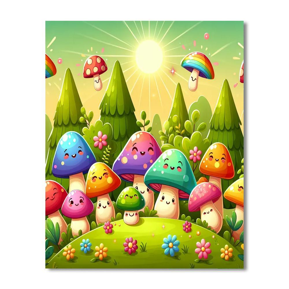 Magic Mushroom Forest Painting By Numbers Kit