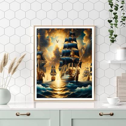 Historical Naval Grandeur Number Painting