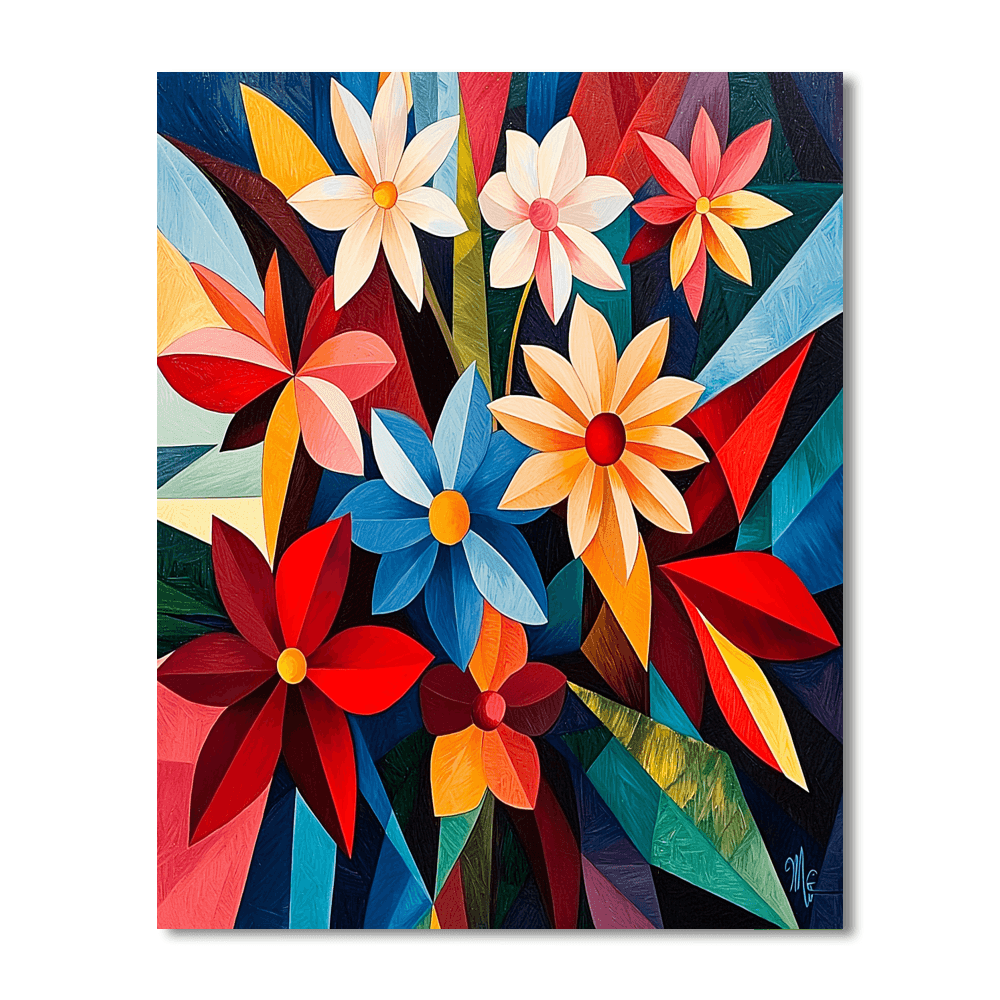 Pablo Picasso Inspired Cubist Floral Arrangement  Paint By Number