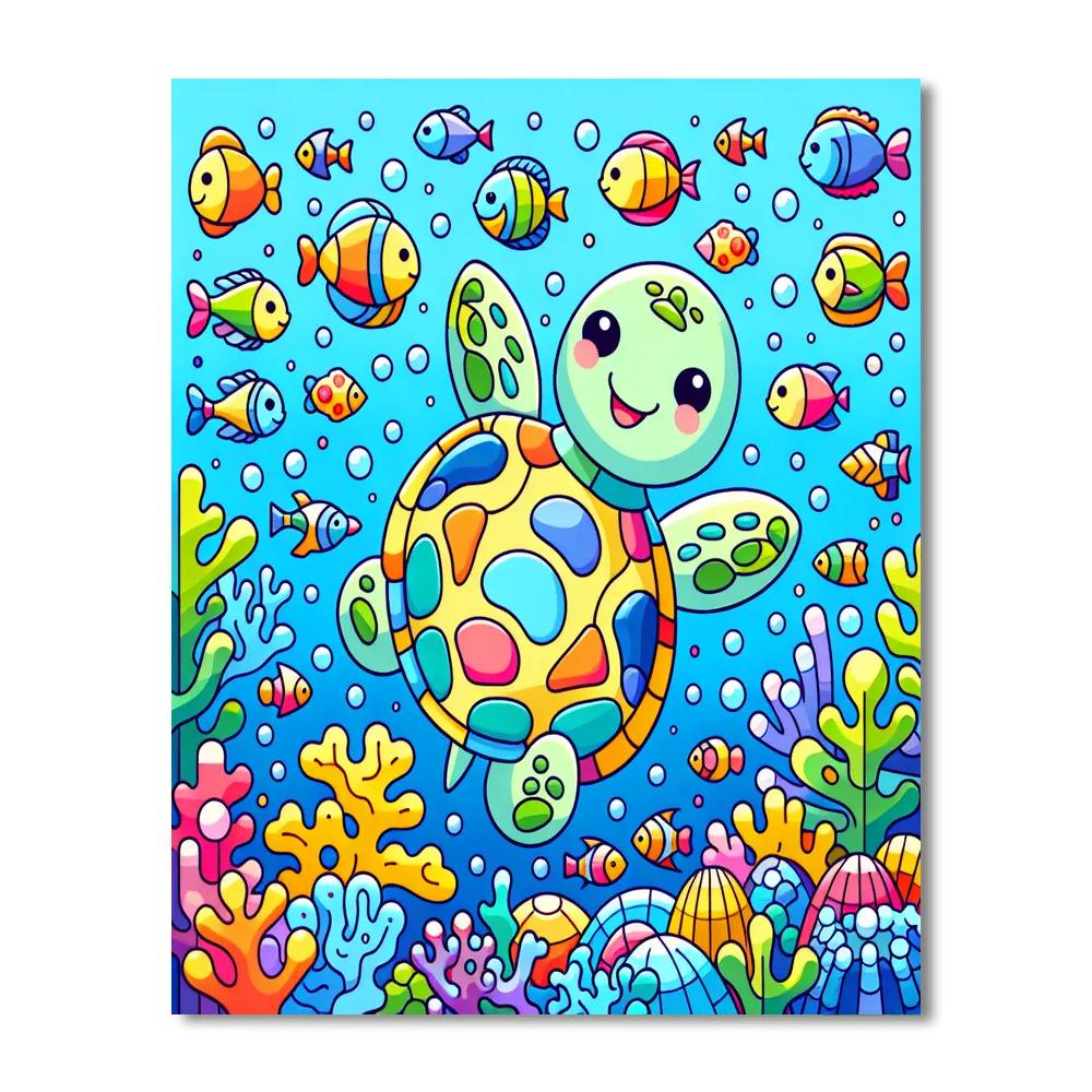 Whimsical Turtle Numbered Painting Kits