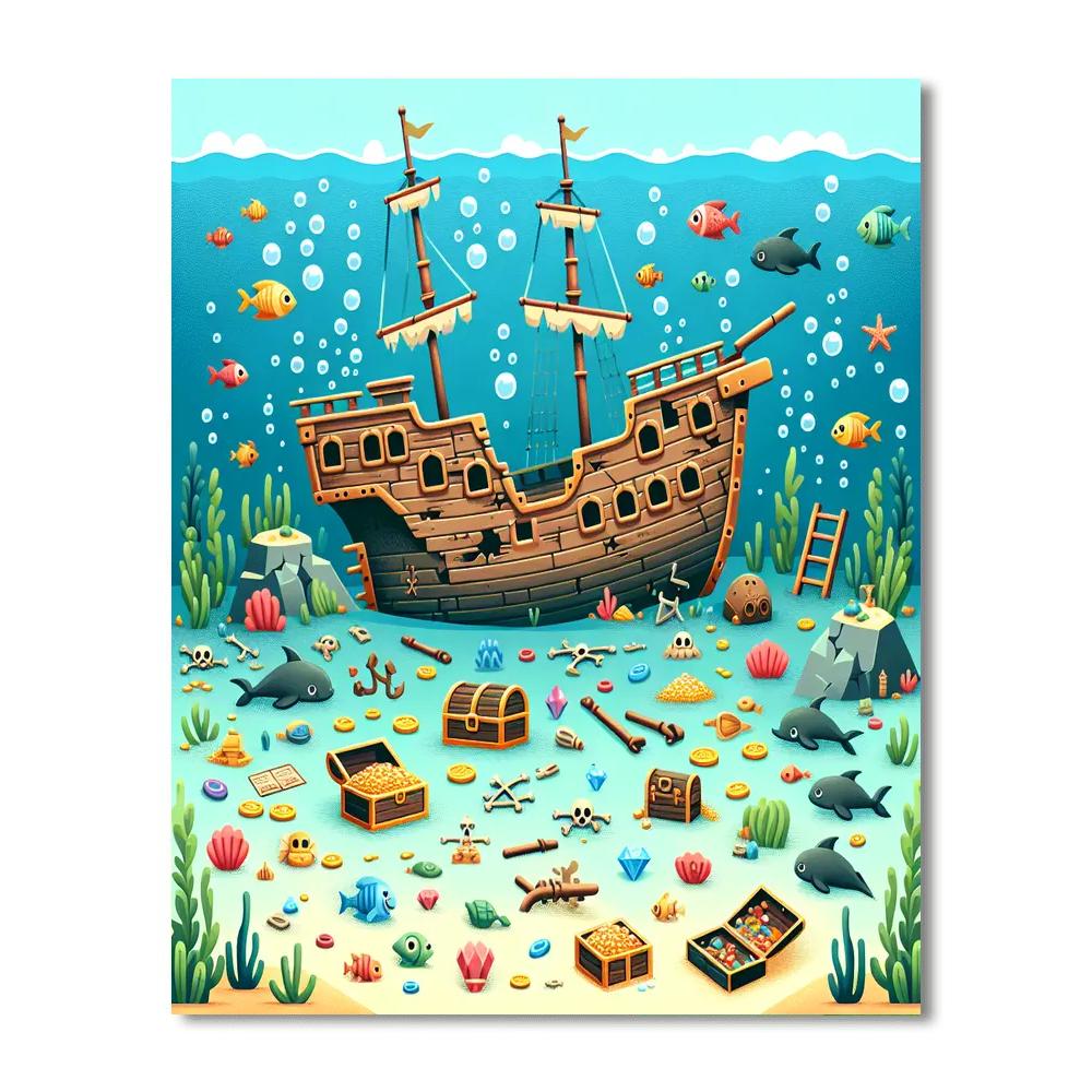 Sunken Treasure Ship Paint By Number