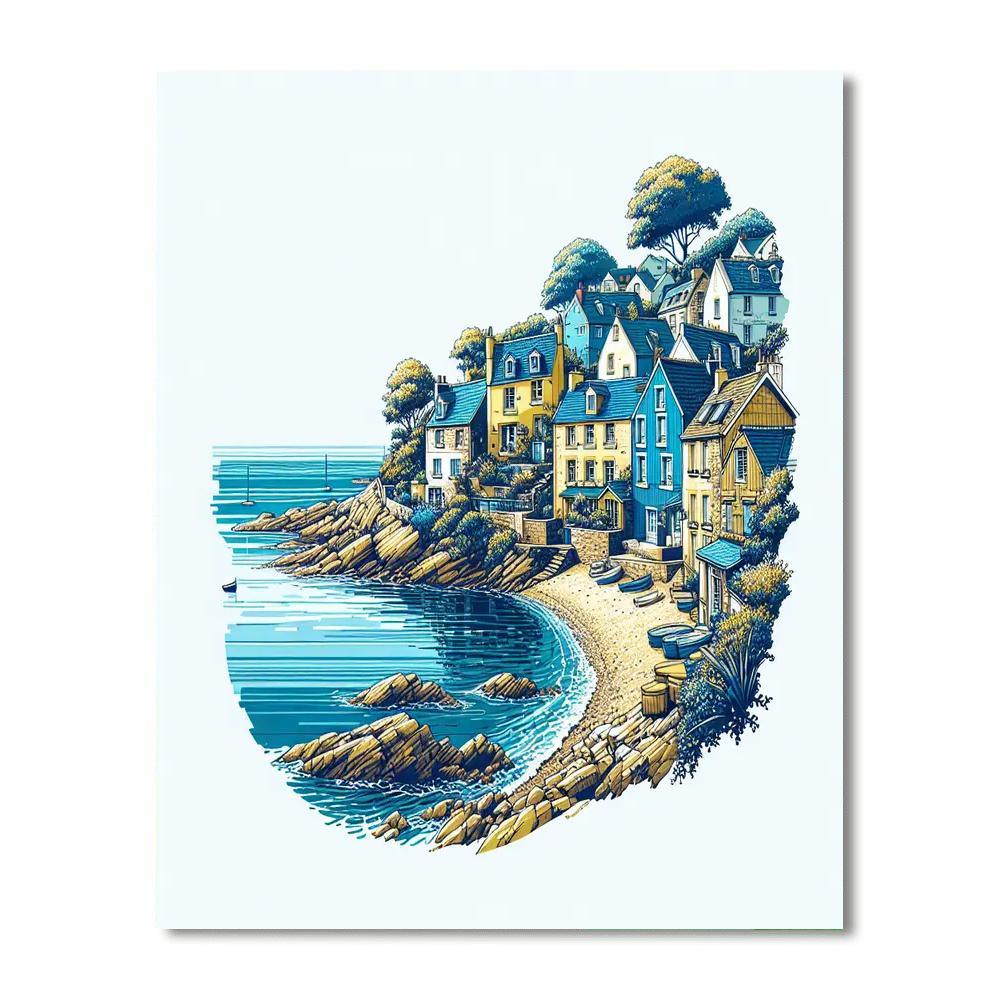 Seaside Village Escape Numbered Painting Kits