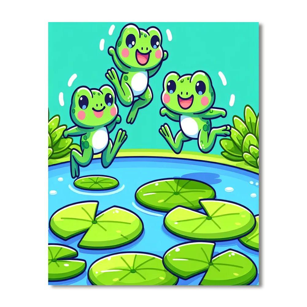 Friendly Forest Frogs Number Painting