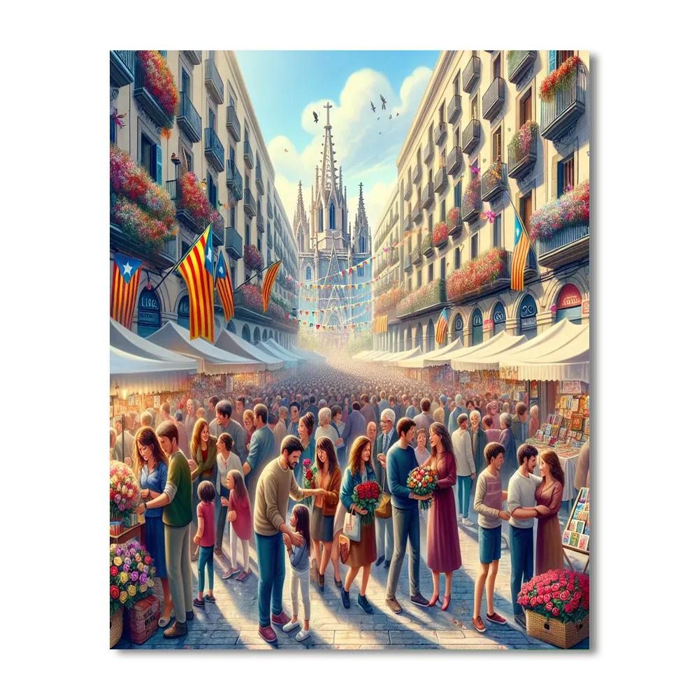 Sant Jordi's Day - Barcelona Paint By Color