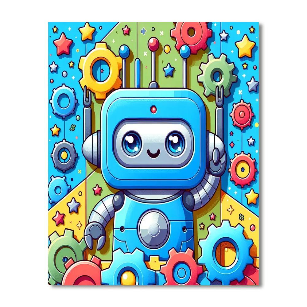 Joyful Little Robot DIY Paint By Numbers
