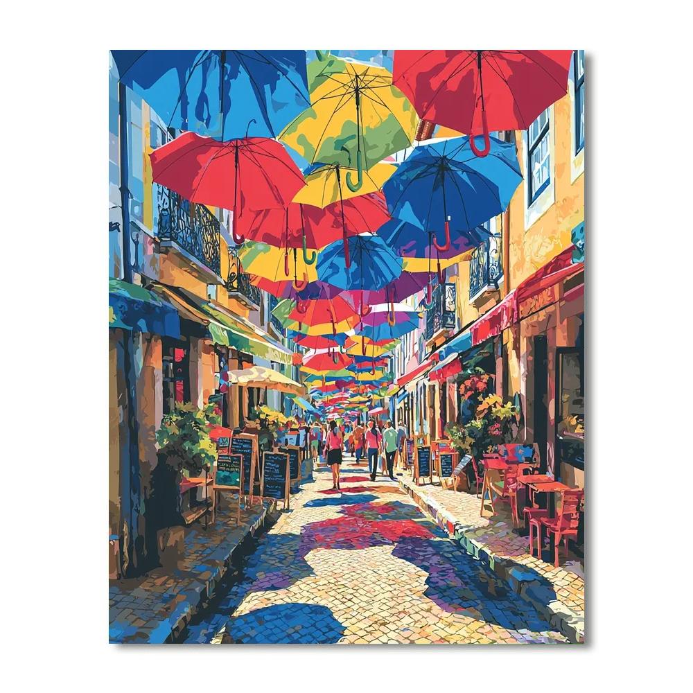 The Umbrella Street - Agueda Numbered Painting Kits