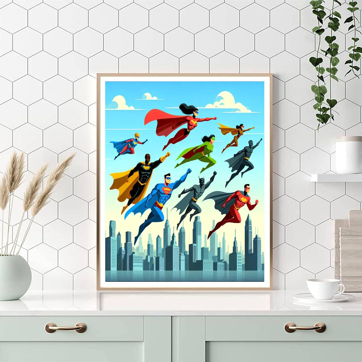 Superheroes Saving The Day Paint By Numbers Art
