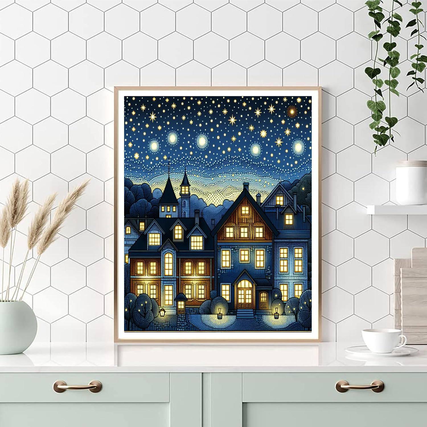 Starry Night Village Paint By Number
