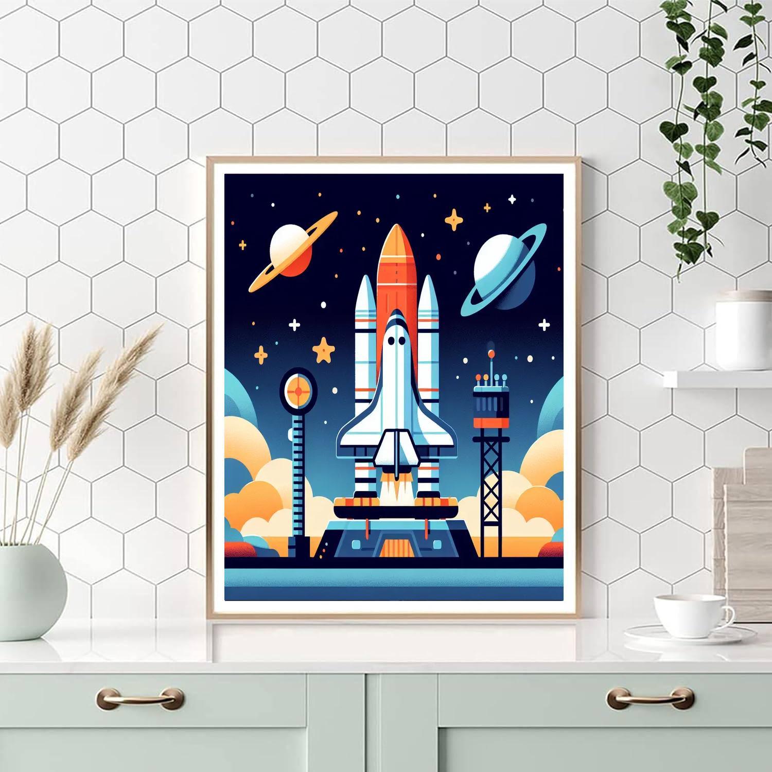 Space Shuttle Surprise Paint By Numbers