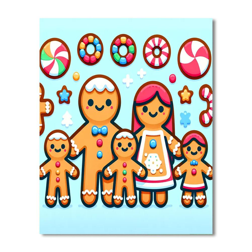 Jolly Gingerbread Family Number Painting