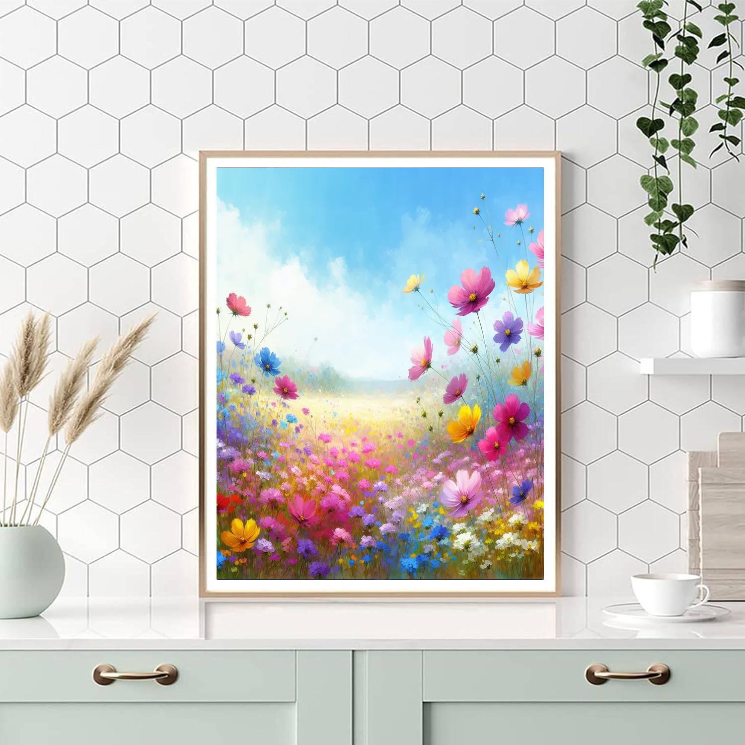 Vibrant Field Of Flowers Paint By Numbers Art