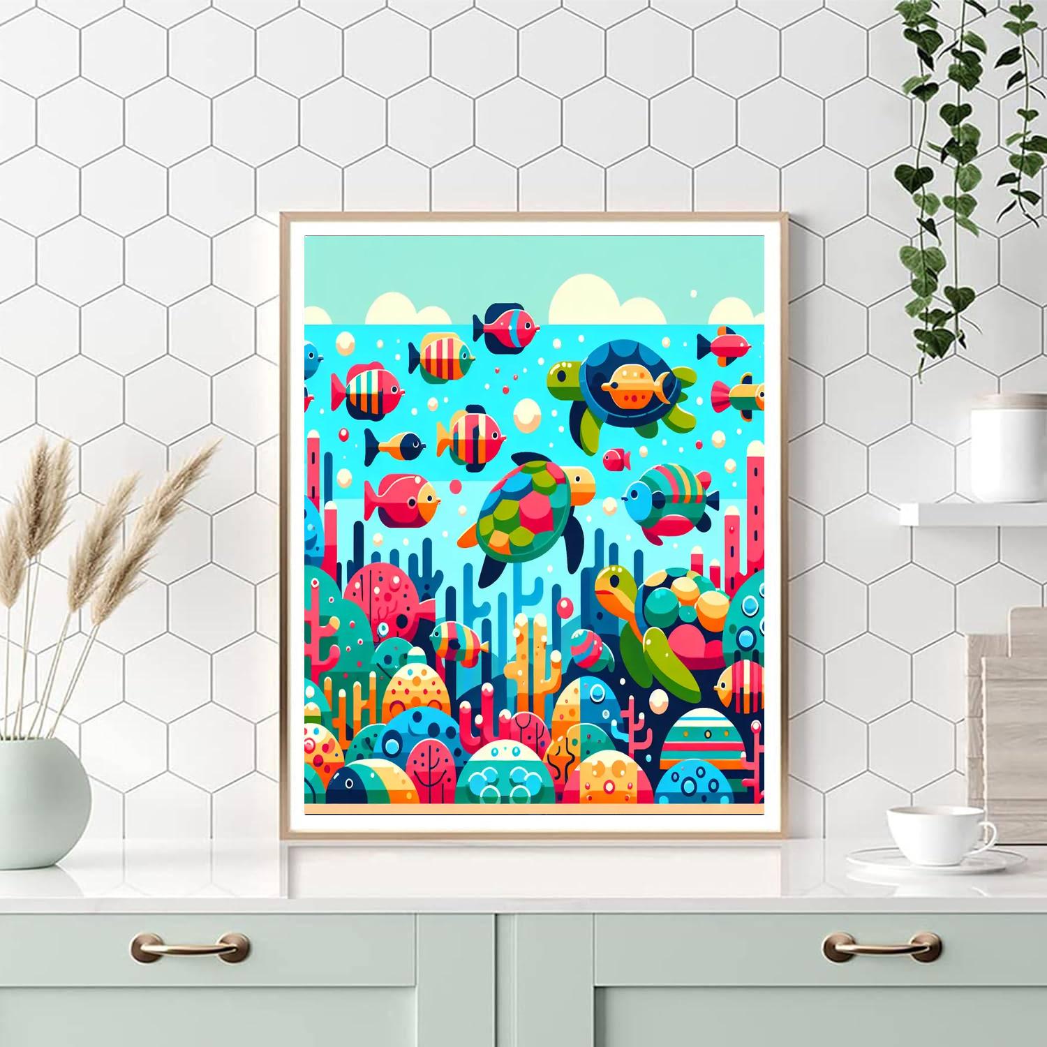 Aquatic Adventure Aquarium Numbered Painting Kits