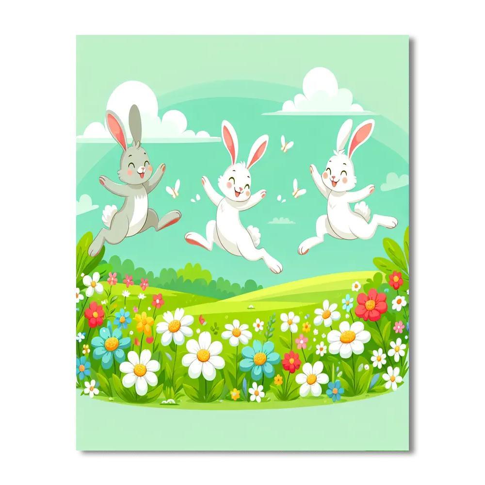 Hopping Hares Paint By Numbers Art