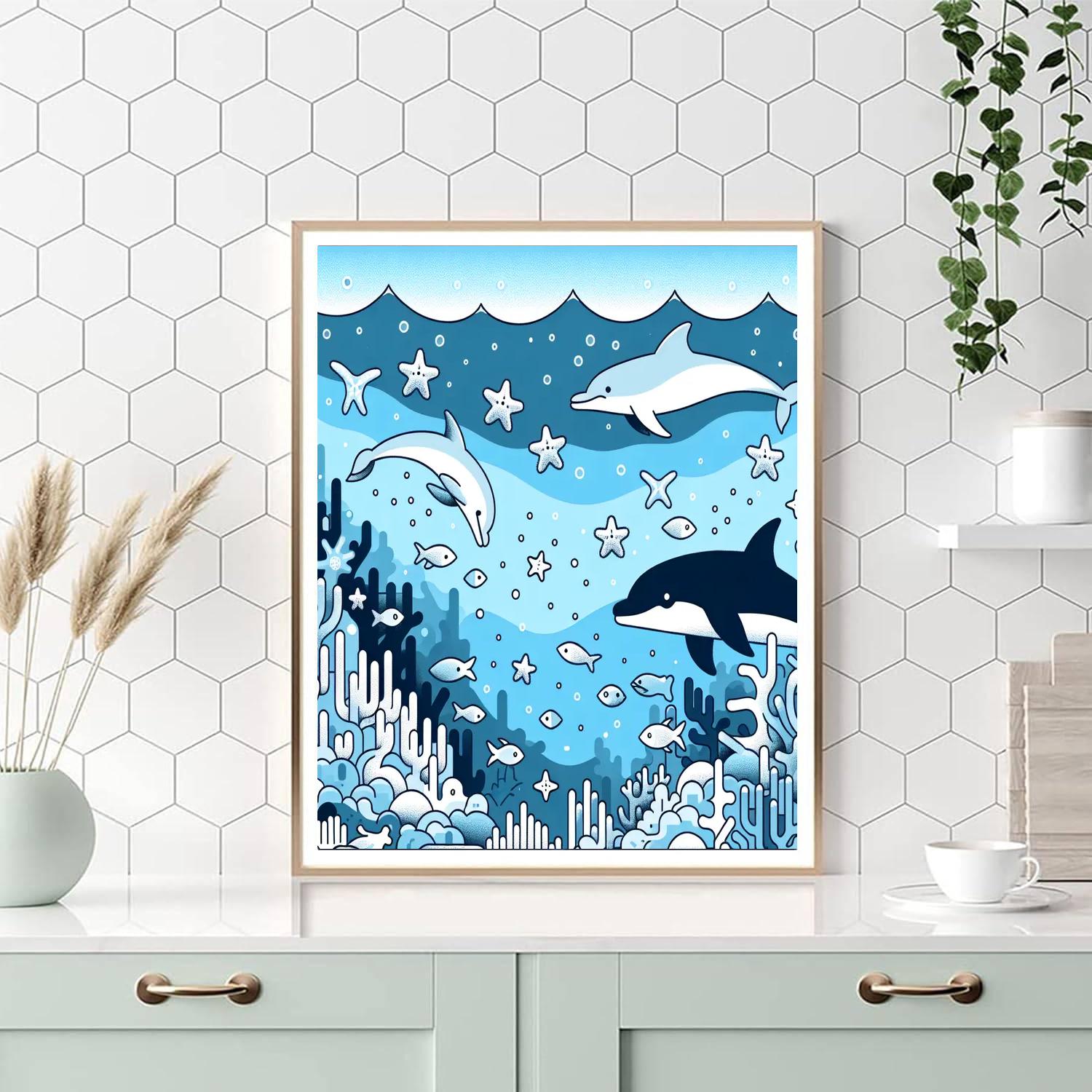 Aquatic Animal Safari Painting Number Kit