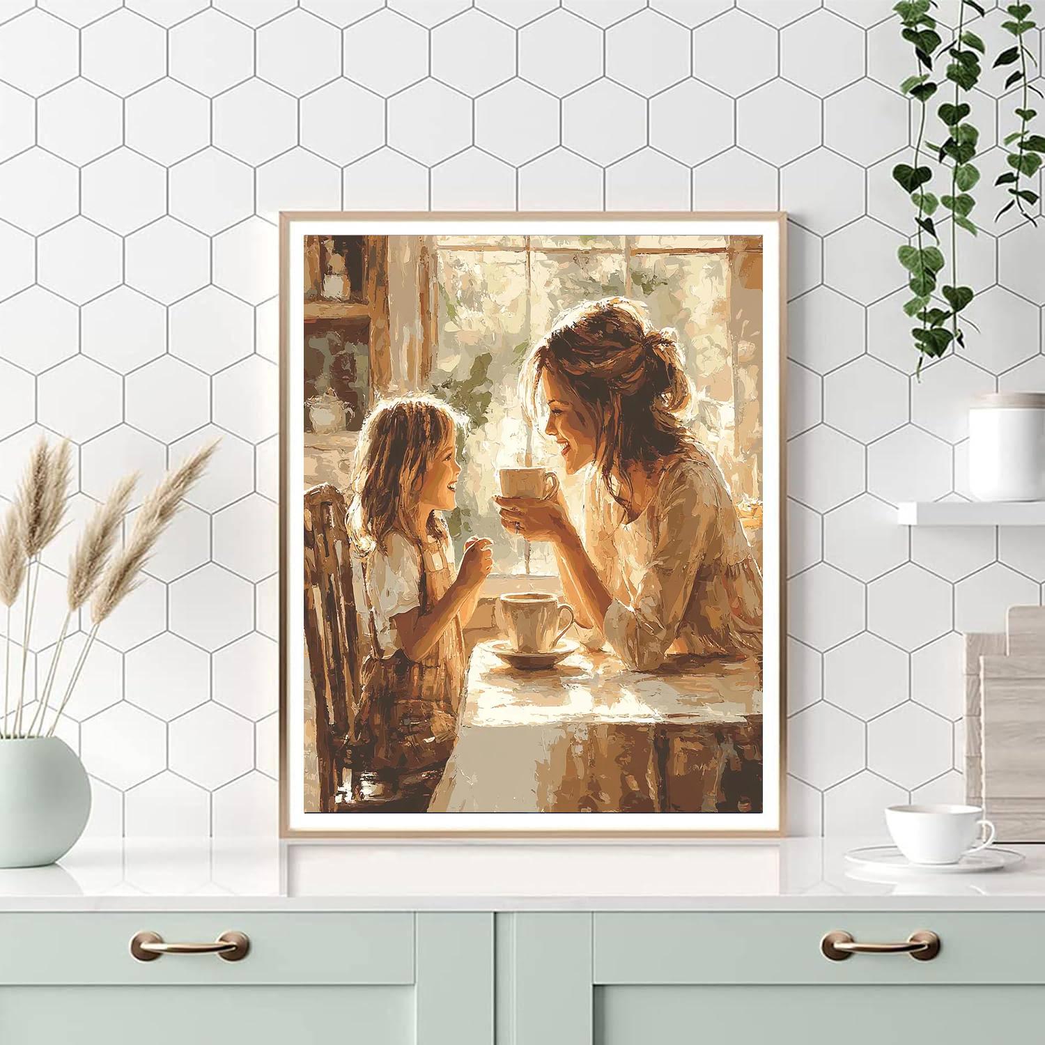 Mom's Morning Coffee Painting Number Kit