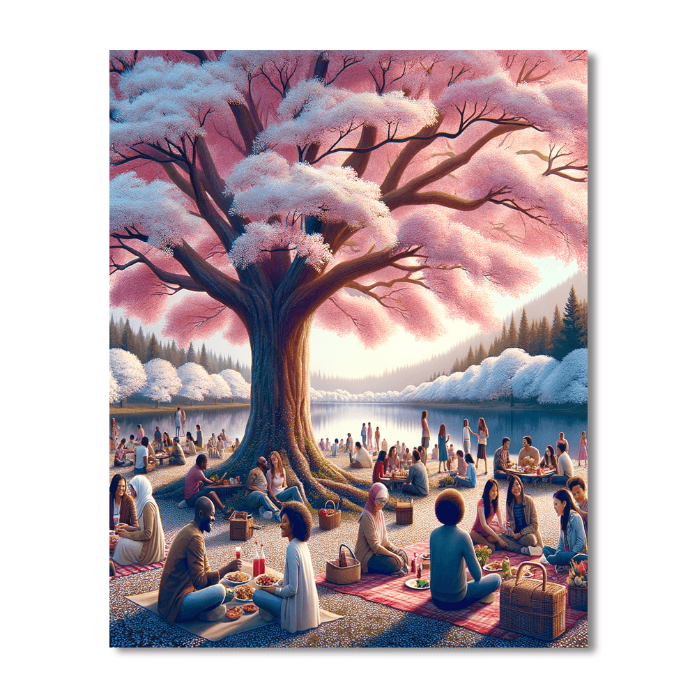 Hanami Cherry Blossom Festival - Japan Paint By Color