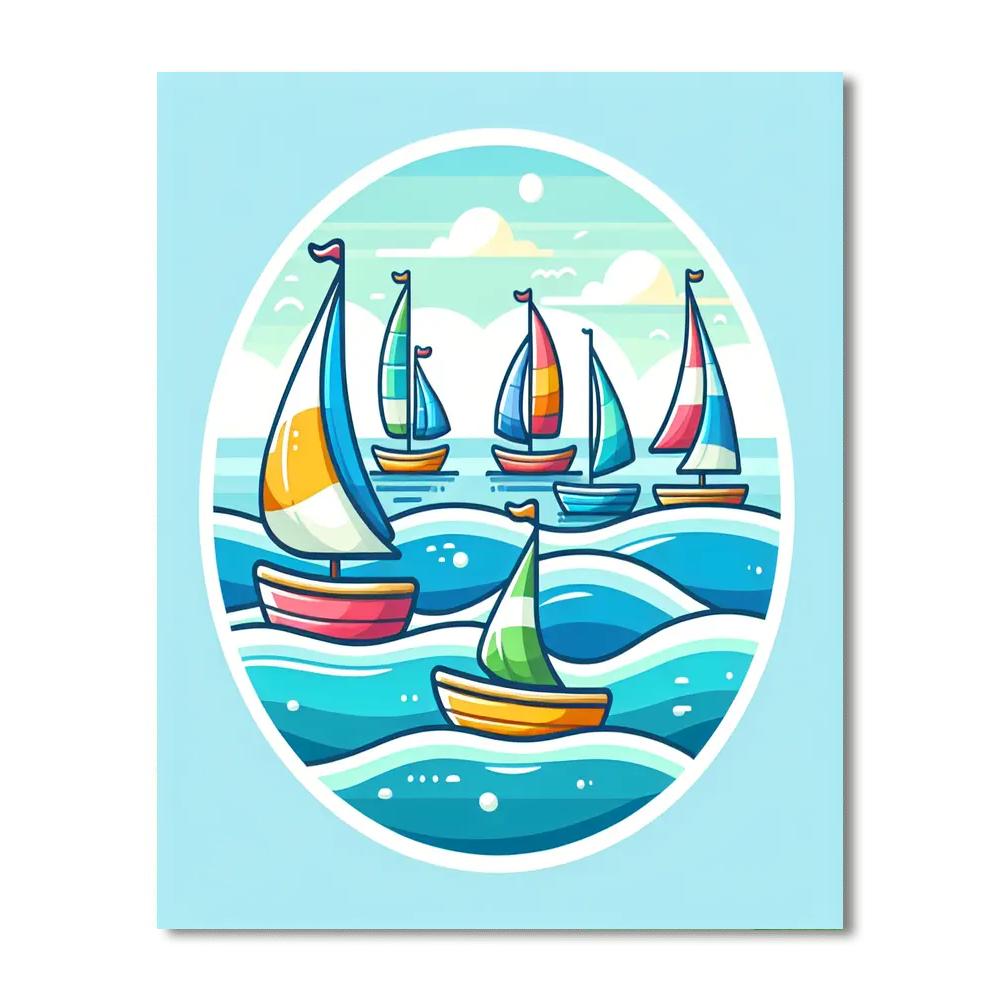 Ocean Waves And Sailboats Paint By Numbers Art