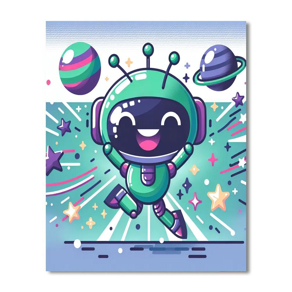 Bouncy Robot Alien Number Painting