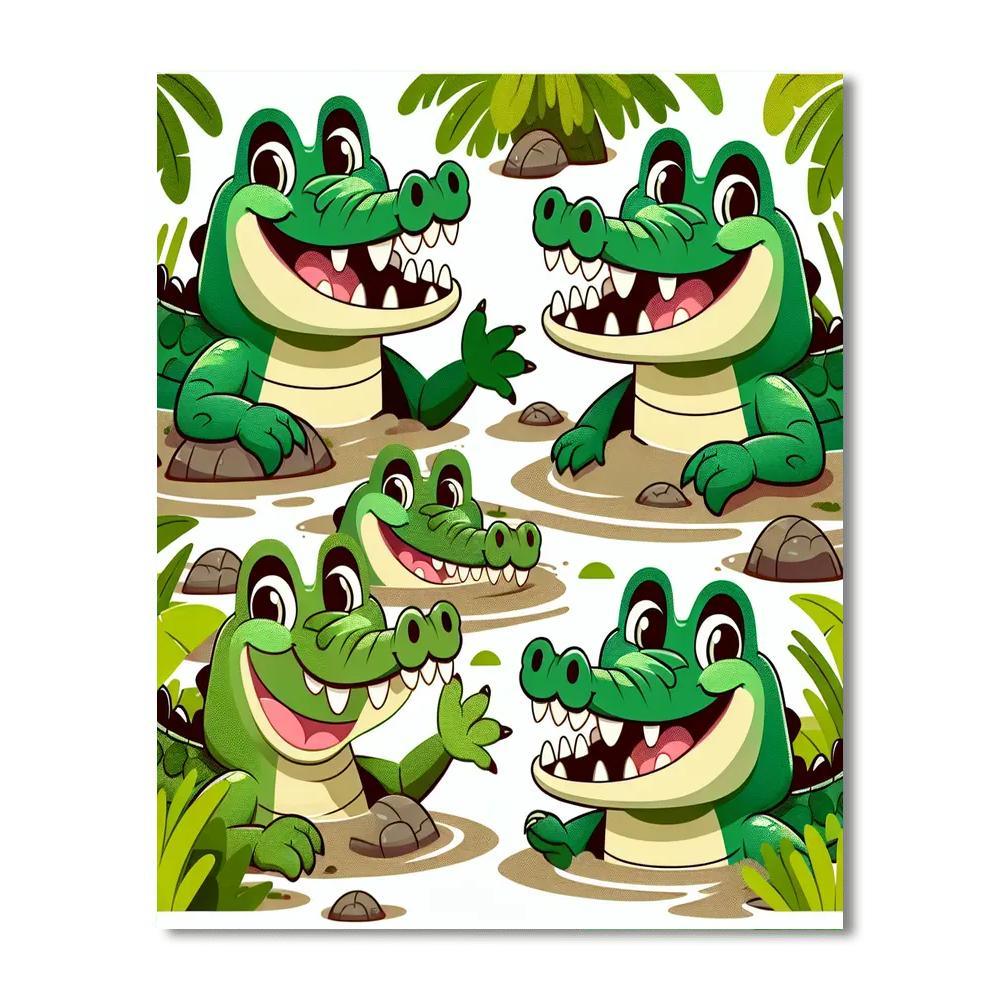 Snappy Crocodiles Paint By Numbers Art