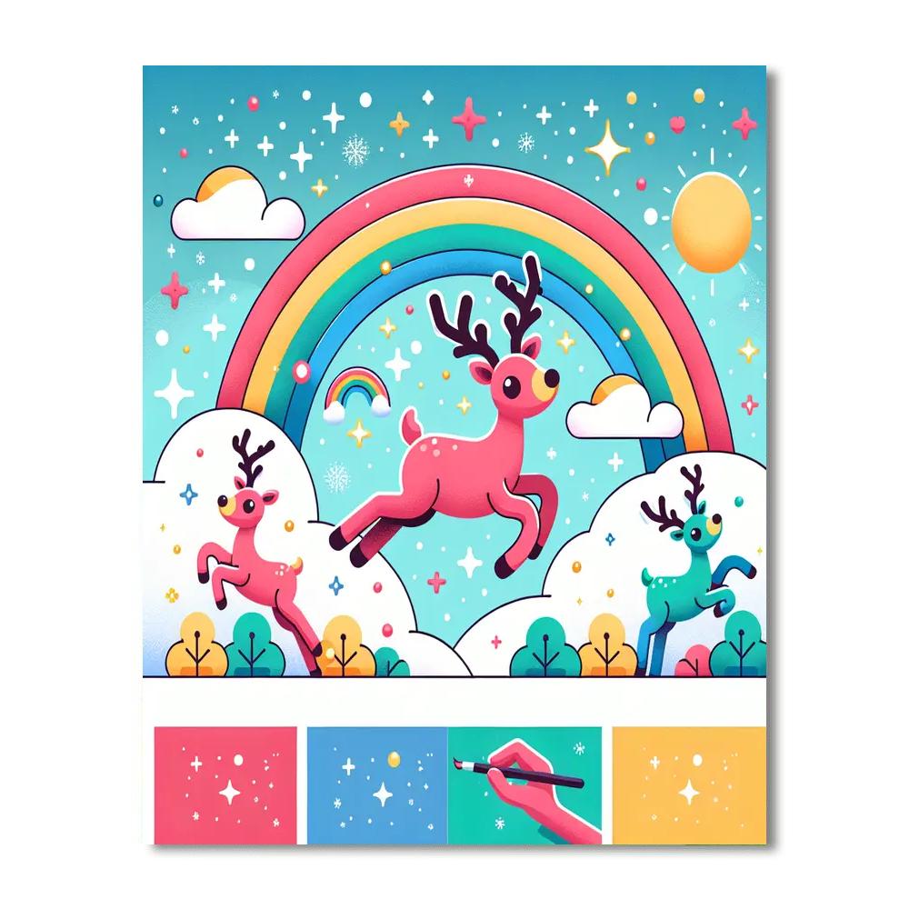 Rainbow Reindeer Revelry Numbered Painting Kits