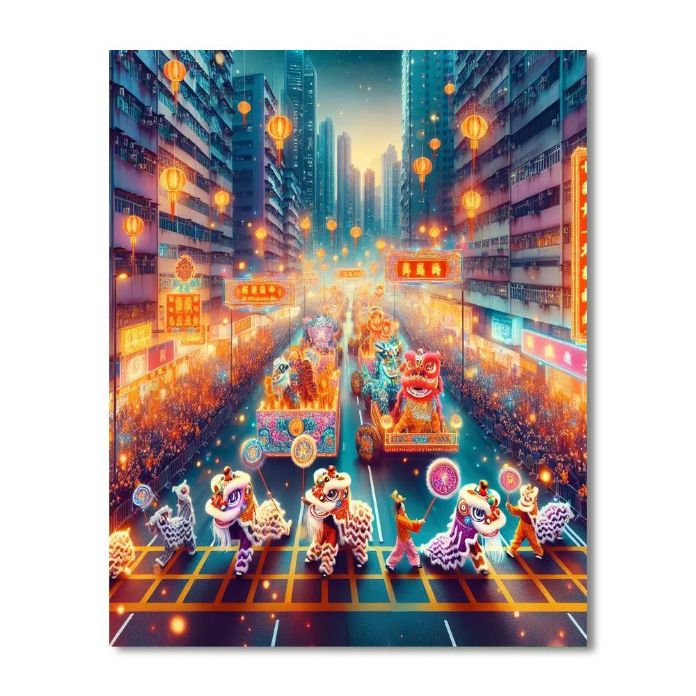 Lunar New Year Parade - Hong Kong, China Painting Number Kit