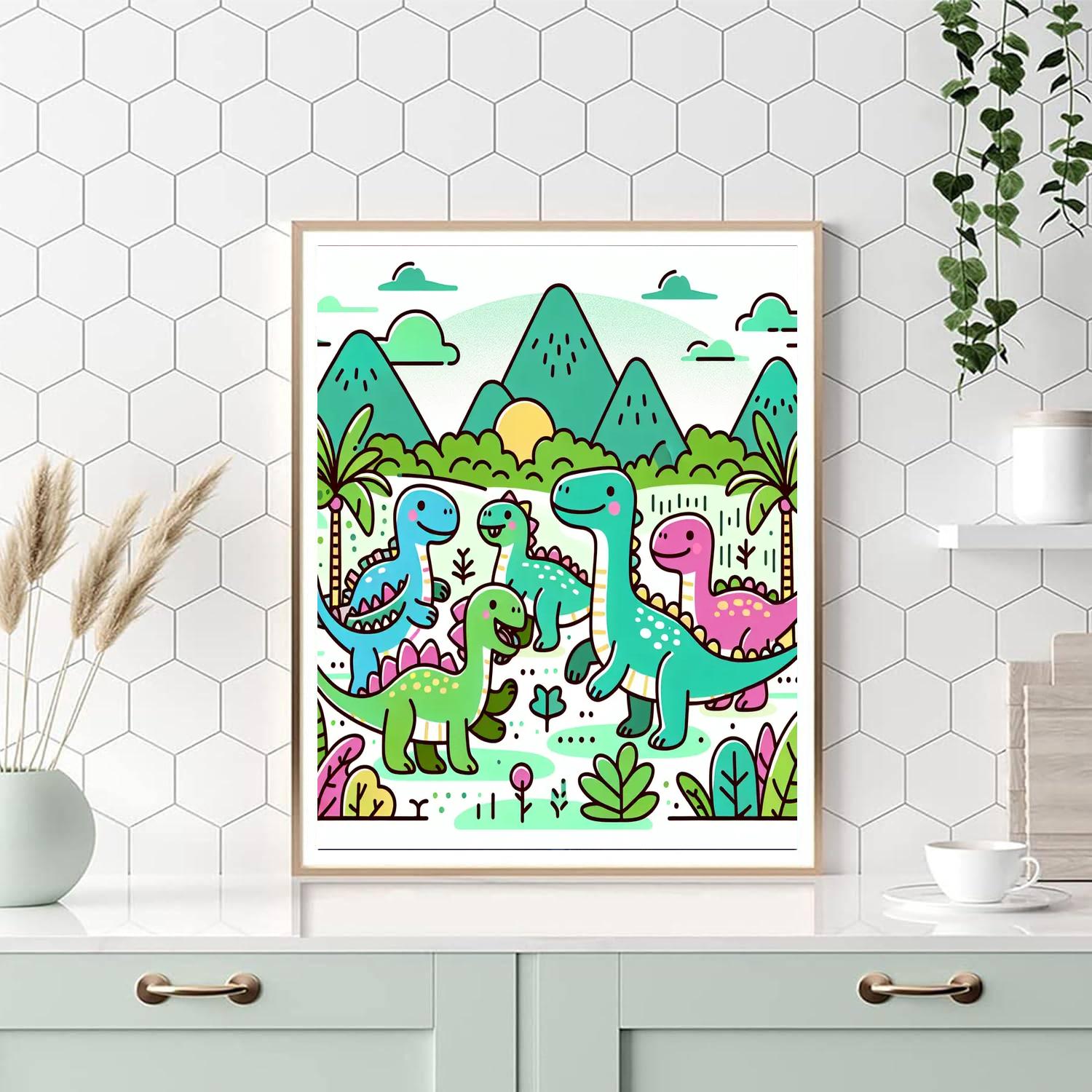 Funny Dinosaur Family Numbered Painting Kits