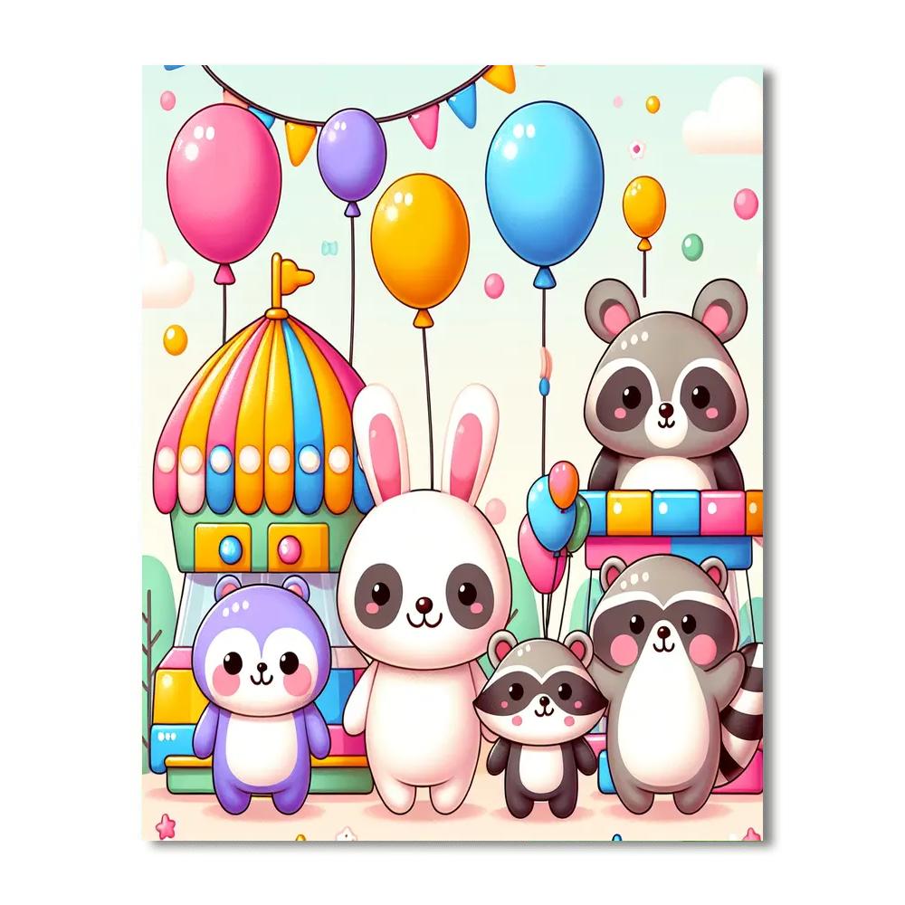 Cute Animal Carnival Painting Number Kit