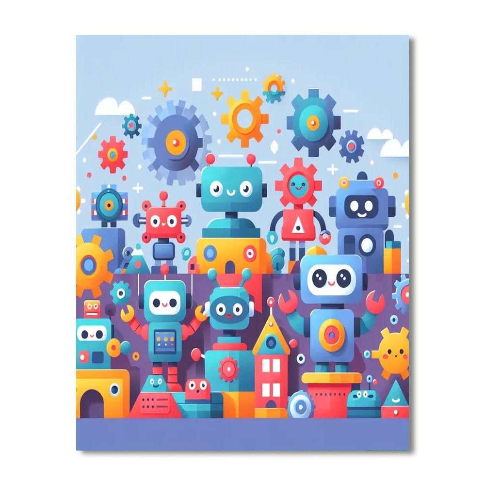 Playful Robot World Paint By Numbers Kits