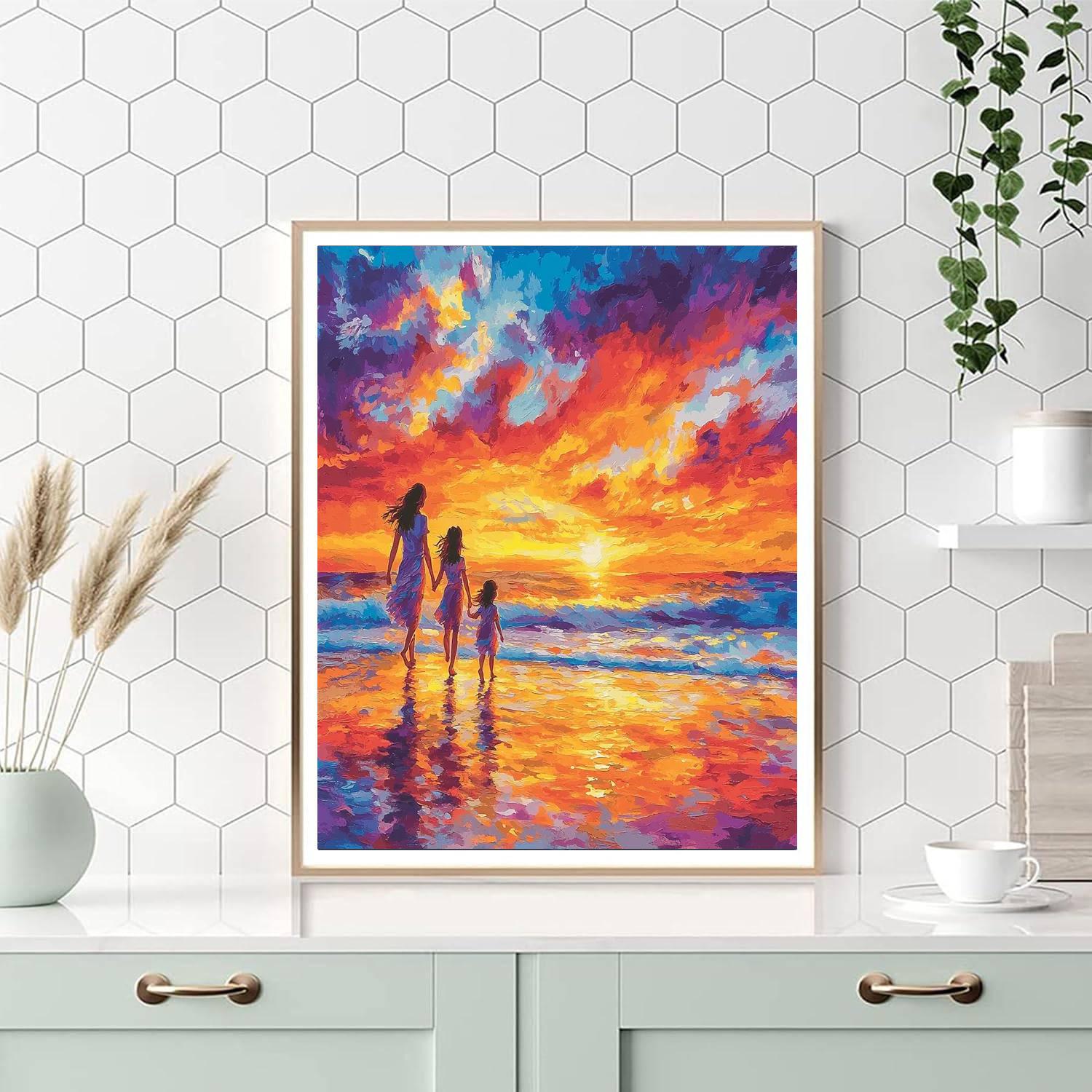 Holding Hands On A Sunset Beach Numbered Painting Kits