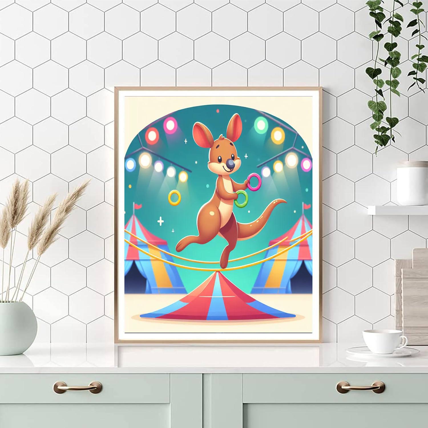 Circus Acrobat Kangaroo Number Painting