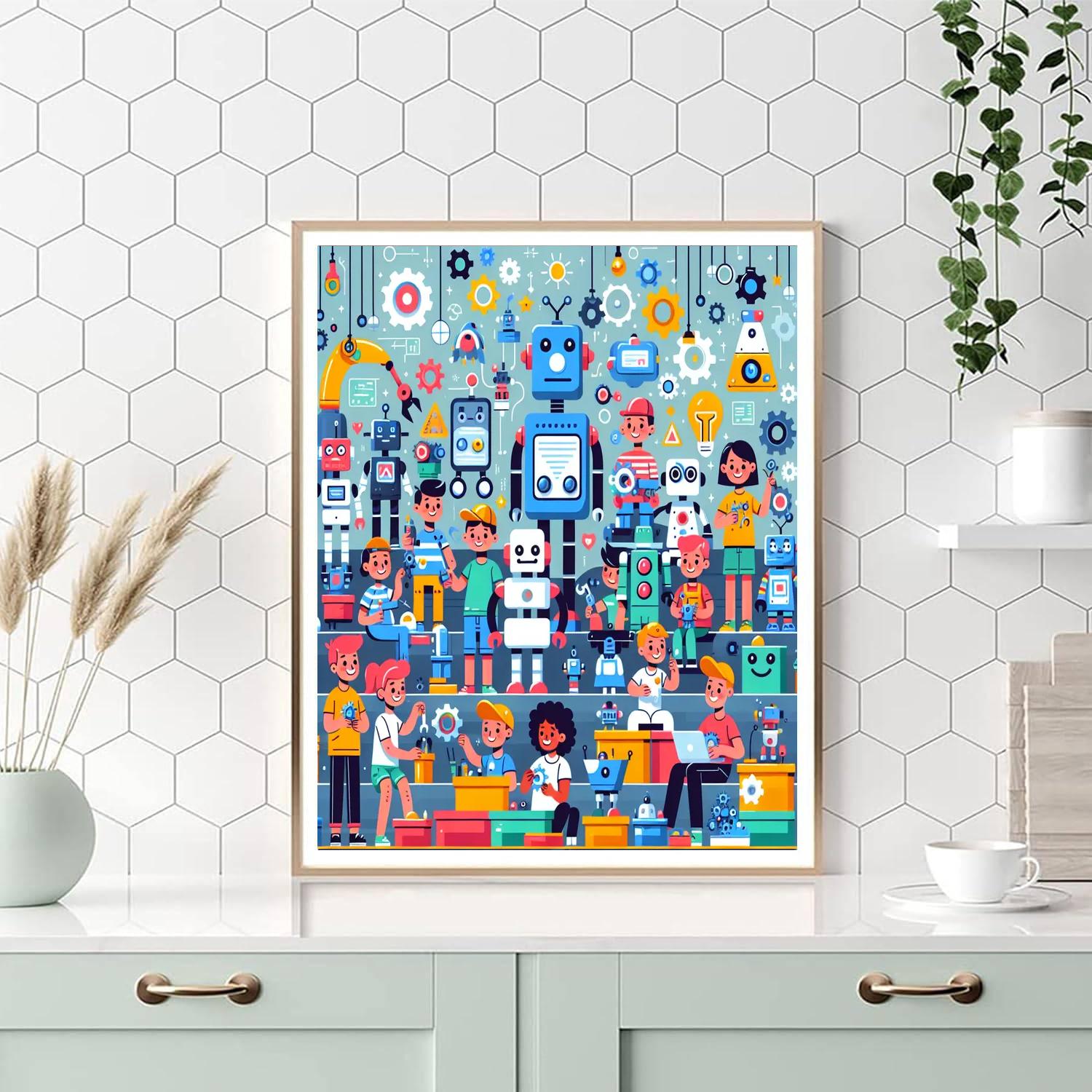 Robot Factory Discovery Painting Number Kit