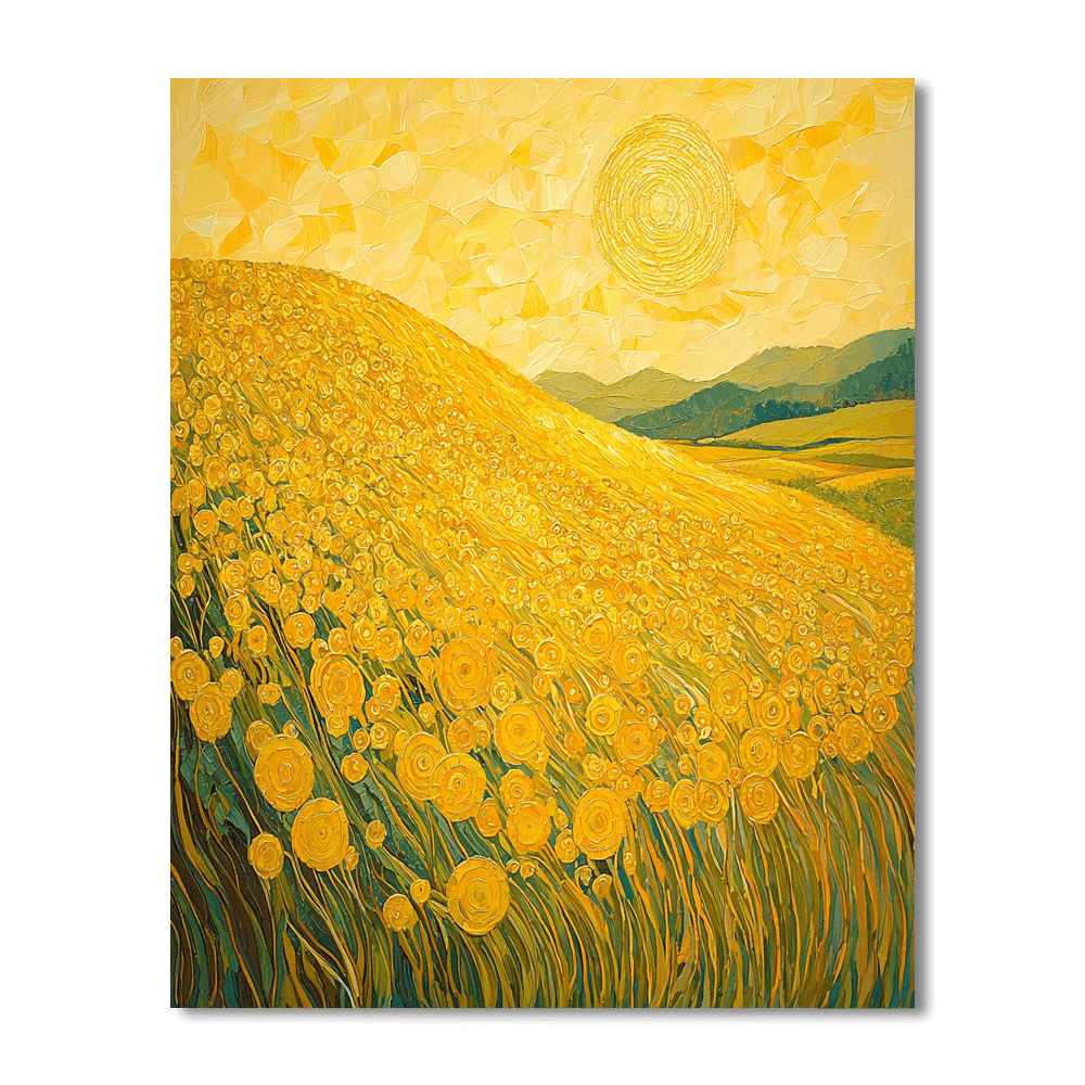 Klimt Inspired Sunny Fields Of Gold  Number Painting