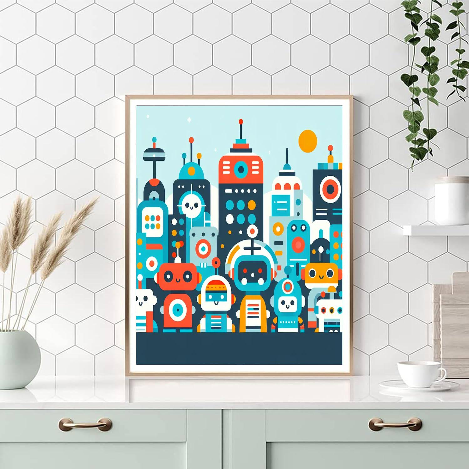 Out Of This World Robots Number Painting