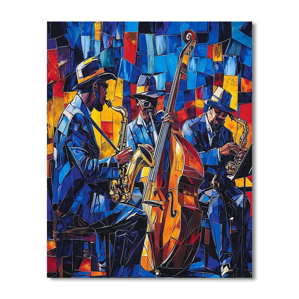 Romare Bearden Inspired Joyful Jazz  Number Painting