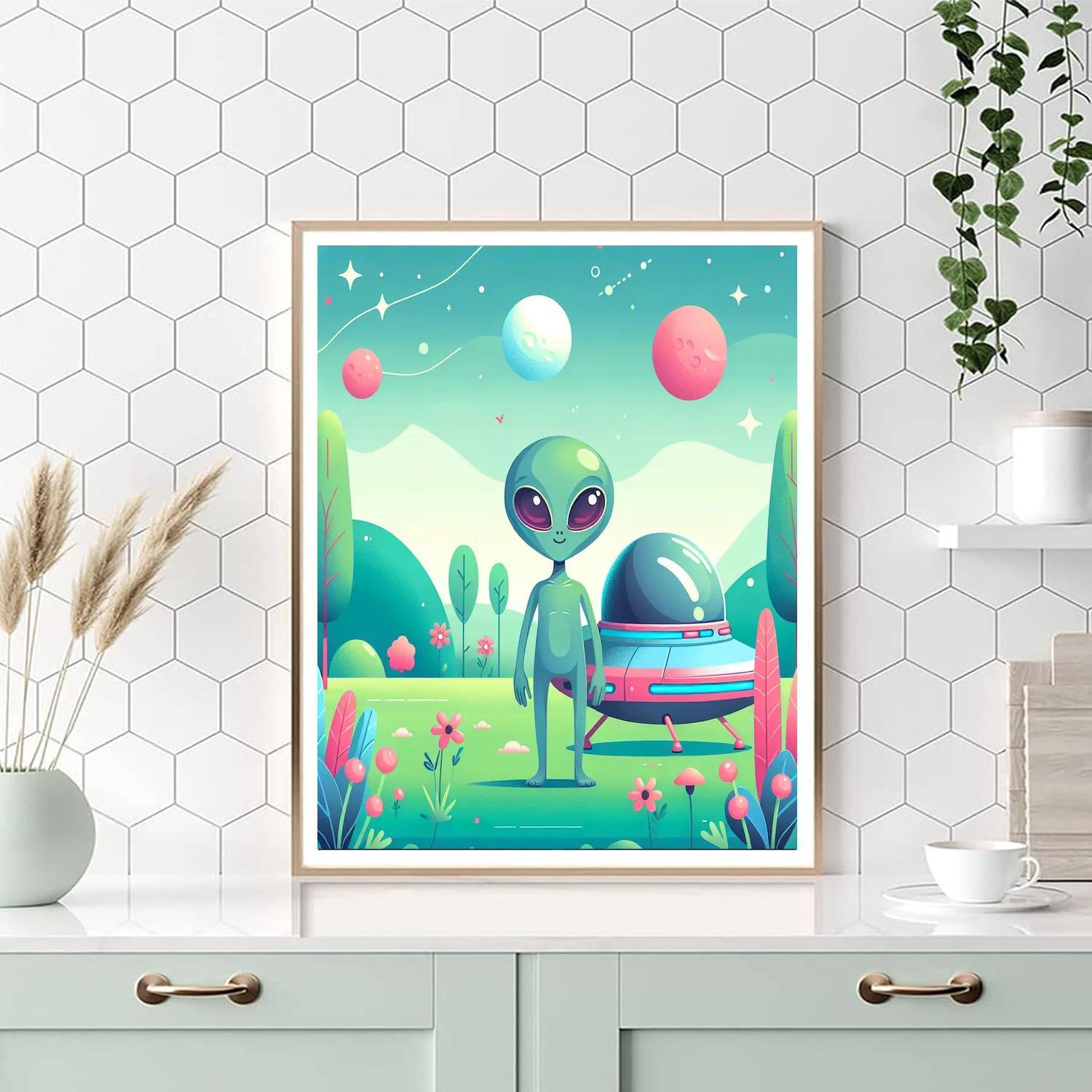 Friendly Alien's Visit Paint By Number