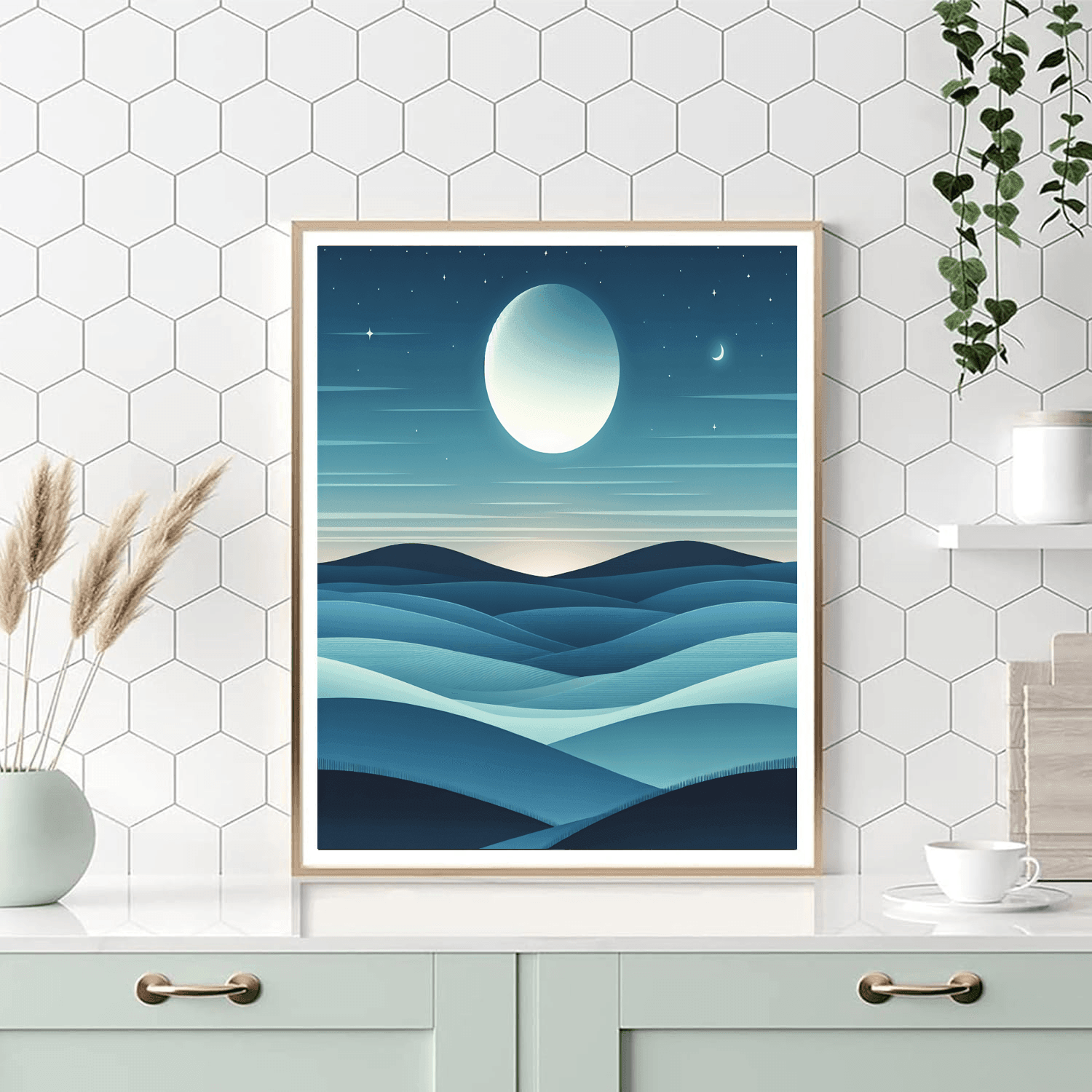 Dreamy Moonlit Landscape Painting Number Kit