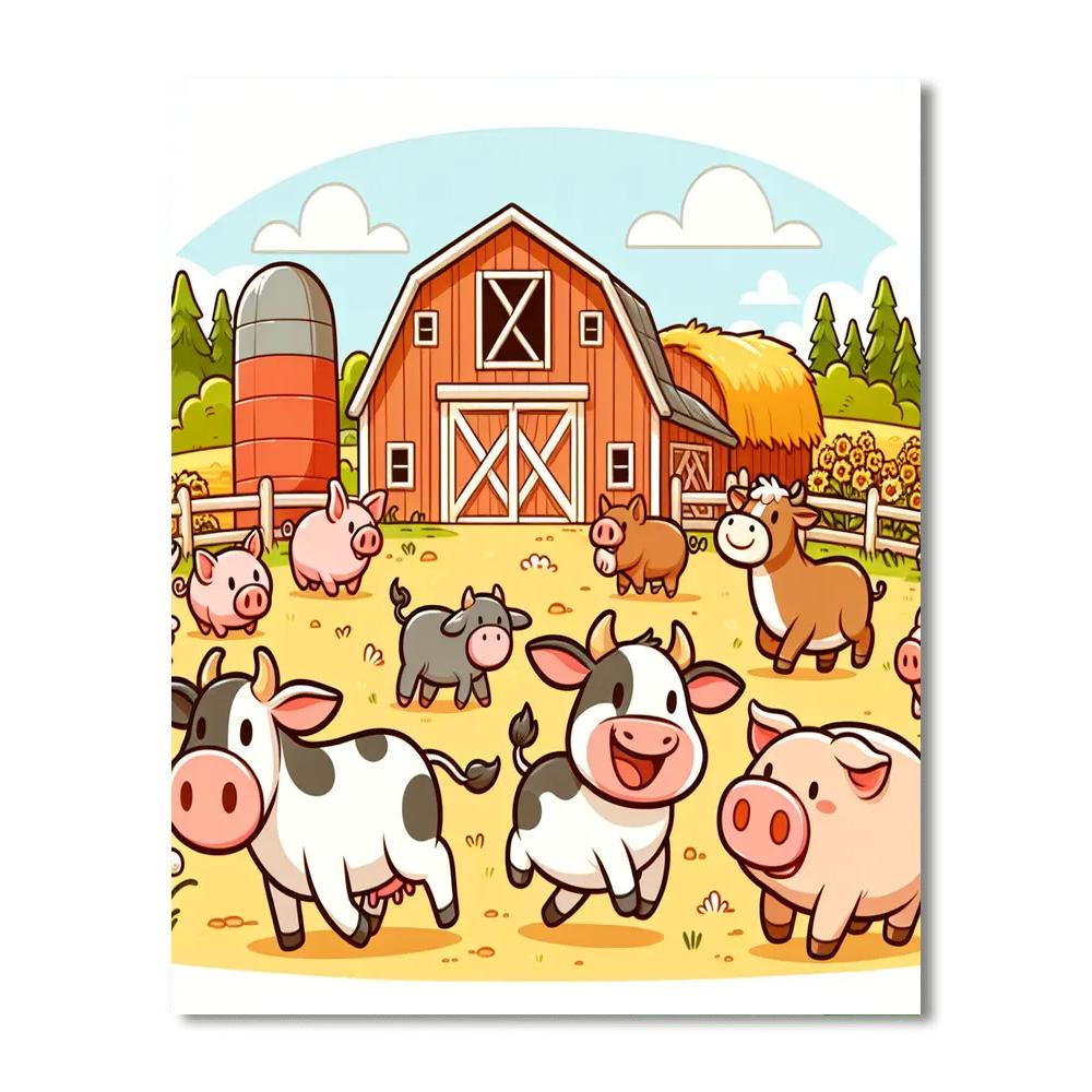 Adorable Farmyard Frolic Painting By Numbers Kit