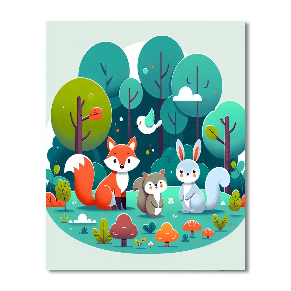 Enchanted Forest Critters Paint By Numbers Art